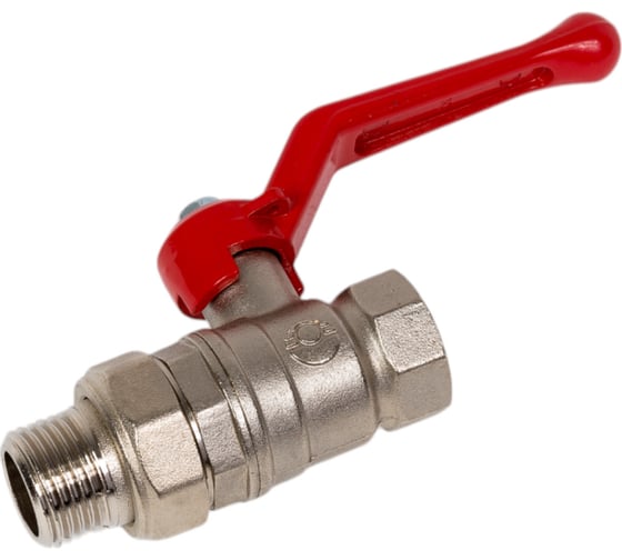 Кран шаровой Valfex N/P59 бирка для воды, 1/2" ВР/НР, с американкой, рычаг, латунный никелированный 11Б27фт1М VF.225.NR1.012.N/P59.Bir 1