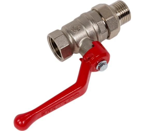 Кран шаровой Valfex N/P59 бирка для воды, 1/2" ВР/НР, с американкой, рычаг, латунный никелированный 11Б27фт1М VF.225.NR1.012.N/P59.Bir