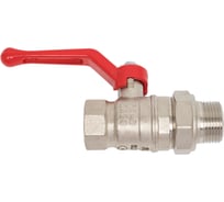Кран шаровой Valfex N/P59 бирка для воды, 3/4" ВР/НР, с американкой, рычаг, латунный никелированный 11Б27фт1М VF.225.NR1.034.N/P59.Bir