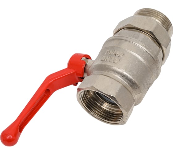 Кран шаровой Valfex N/P59 бирка для воды, 1 1/4" ВР/НР, с американкой, рычаг, латунный никелированный 11Б27фт1М VF.225.NR1.114.N/P59.Bir