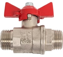 Кран шаровой Valfex N/P59 бирка для воды, 3/4" НР/НР, ручка бабочка, латунный никелированный 11Б27фт1М VF.219.NB1.034.N/P59.Bir