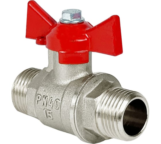 Кран шаровой Valfex N/P59 бирка для воды, 3/4" НР/НР, ручка бабочка, латунный никелированный 11Б27фт1М VF.219.NB1.034.N/P59.Bir 1