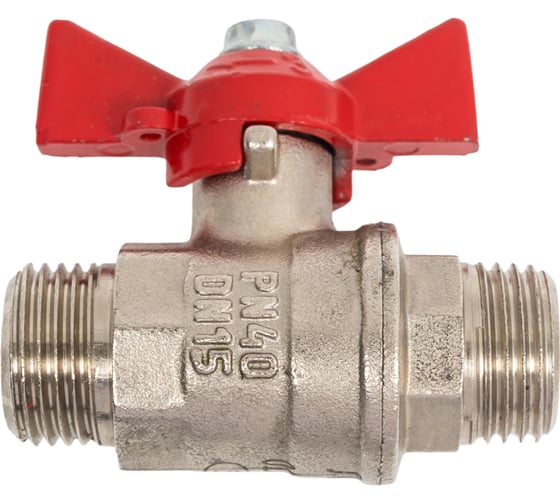 Кран шаровой Valfex N/P59 бирка для воды, 3/4" НР/НР, ручка бабочка, латунный никелированный 11Б27фт1М VF.219.NB1.034.N/P59.Bir