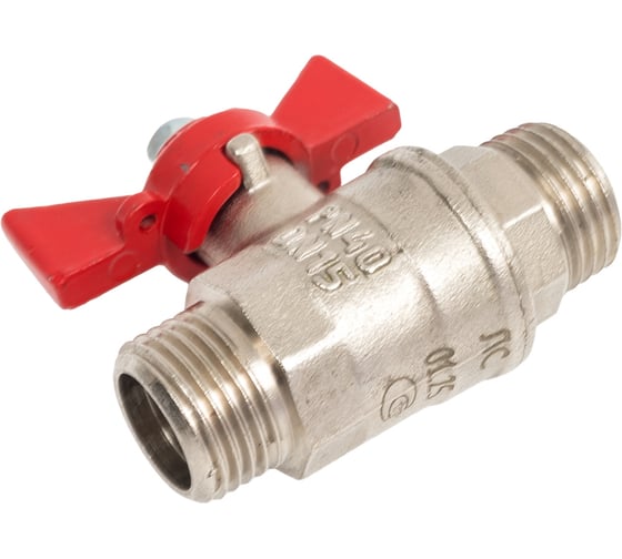 Кран шаровой Valfex N/P59 бирка для воды, 3/4" НР/НР, ручка бабочка, латунный никелированный 11Б27фт1М VF.219.NB1.034.N/P59.Bir
