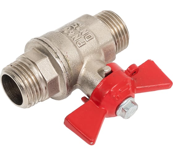 Кран шаровой Valfex N/P59 бирка для воды, 3/4" НР/НР, ручка бабочка, латунный никелированный 11Б27фт1М VF.219.NB1.034.N/P59.Bir