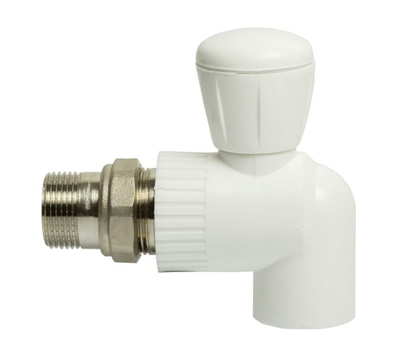 Шаровой кран VRT американка, 20-1/2", угловой, EVER plast, белый 542466