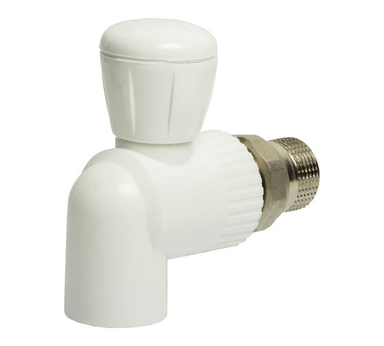Шаровой кран VRT американка, 20-1/2", угловой, EVER plast, белый 542466