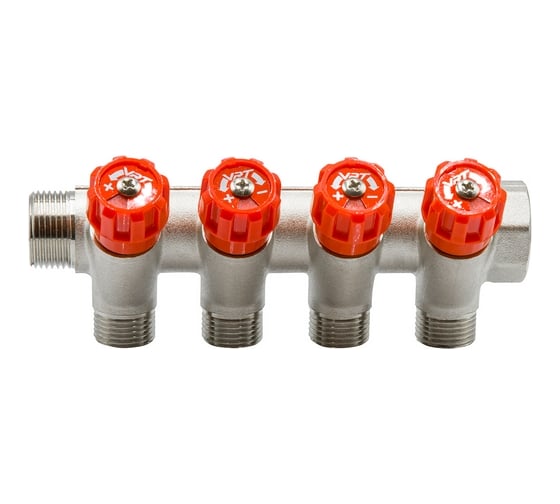 Коллектор VRT 3/4"x1/2", с регулировочными вентилями, 4 выхода 524078