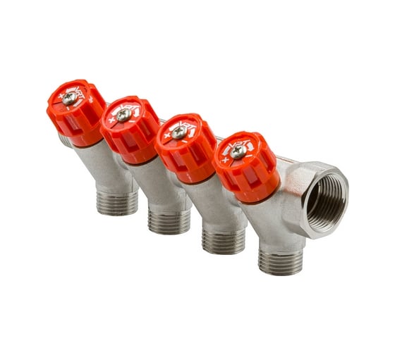 Коллектор VRT 3/4"x1/2", с регулировочными вентилями, 4 выхода 524078
