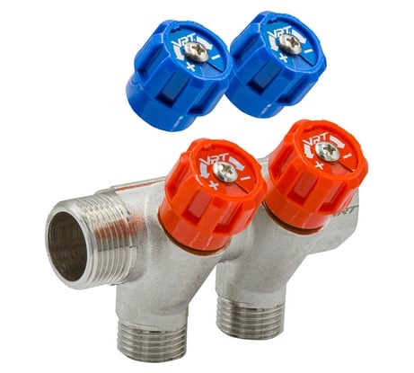 Коллектор VRT 3/4"x1/2", с регулировочными вентилями, 2 выхода 524076