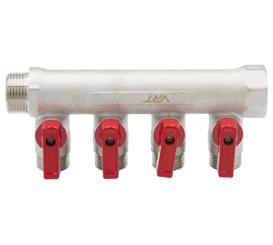 Коллектор VRT 3/4"x1/2", с отсечными кранами, 4 выхода 531863
