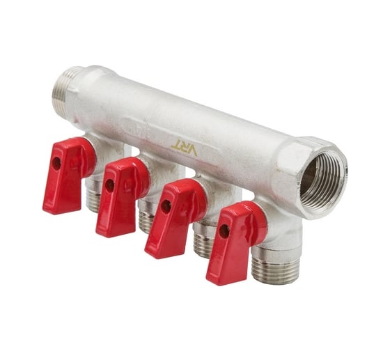 Коллектор VRT 3/4"x1/2", с отсечными кранами, 4 выхода 531863