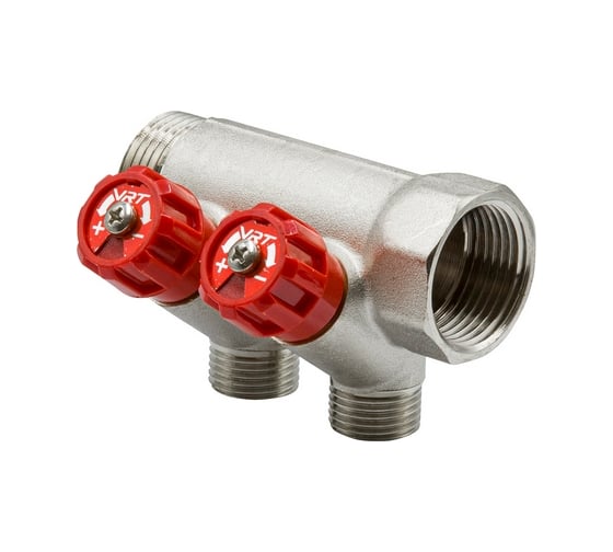 Коллектор VRT 1"x1/2", с регулировочными вентилями, 2 выхода 524073