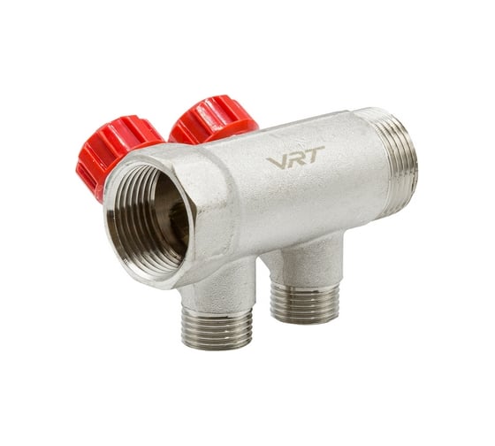 Коллектор VRT 1"x1/2", с регулировочными вентилями, 2 выхода 524073