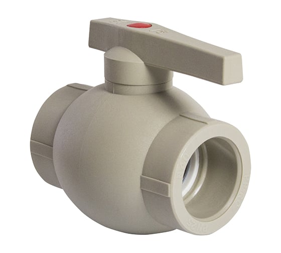 Шаровой кран VRT 40, ручка, PP-R EVER plast, серый 538460