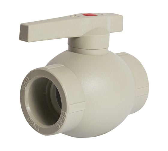 Шаровой кран VRT 40, ручка, PP-R EVER plast, серый 538460