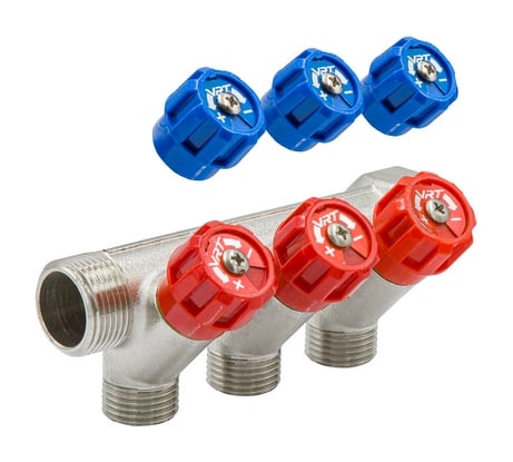 Коллектор VRT 3/4"x1/2", с регулировочными вентилями, 3 выхода 524077