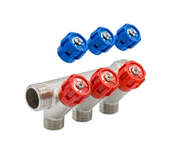 Коллектор VRT 3/4"x1/2", с регулировочными вентилями, 3 выхода 524077 1