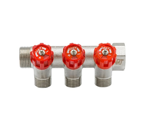 Коллектор VRT 3/4"x1/2", с регулировочными вентилями, 3 выхода 524077