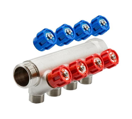 Коллектор VRT 1"x1/2", с регулировочными вентилями, 4 выхода 524075