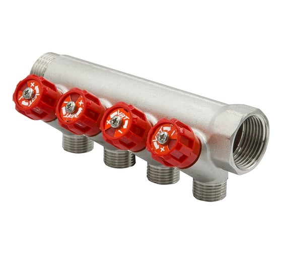 Коллектор VRT 1"x1/2", с регулировочными вентилями, 4 выхода 524075