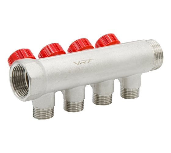 Коллектор VRT 1"x1/2", с регулировочными вентилями, 4 выхода 524075