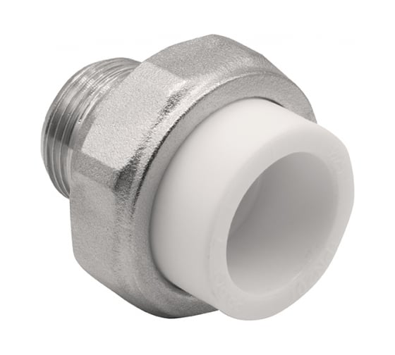 Комбинированная муфта VRT разъемная, наружная, 25х3/4", EVER plast, белый 515104