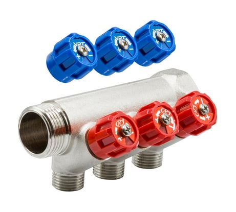 Коллектор VRT 1"x1/2", с регулировочными вентилями, 3 выхода 524074