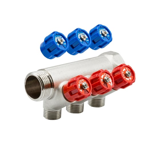 Коллектор VRT 1"x1/2", с регулировочными вентилями, 3 выхода 524074 1