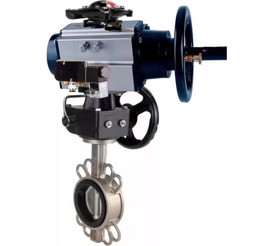 Затвор дисковый DN.ru 316L-316L-EPDM Ду150 Ру16 пневмопривод, пневмораспр, дублёр, БКВ D050-21751 1