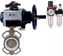 Затвор DN.ru 316L-316L-PTFE Ду125 Ру16 с пневмоприводом, пневмораспределителем, БПВ, БКВ D050-22108