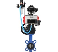 Затвор DN.ru 316L-316L-PTFE Ду40 Ру16 с пневмоприводом, пневмораспределителем, БПВ, БКВ, дублером D050-23581
