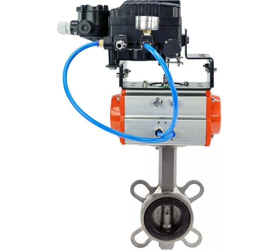 Дисковый затвор DN.ru 316L-316L-VITON Ду100 Ру16 пневмопривод, пневмопозиционер D050-09225 1