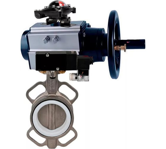 Затвор DN.ru 316L-316L-VITON Ду150 Ру16 с пневмоприводом, пневмораспределителем, БКВ D050-22046 1