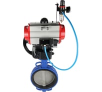 Затвор DN.ru GG25-316L-NBR Ду125 Ру16 с пневмоприводом, пневмораспределителем, БПВ, дублером D050-11130