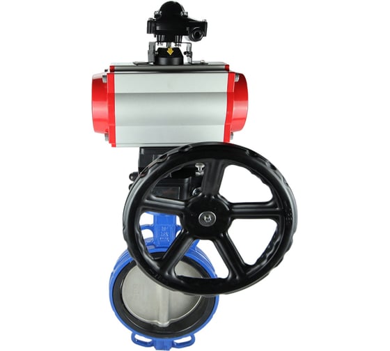 Затвор DN.ru GG25-316L-NBR Ду125 Ру16 с пневмоприводом, пневмораспределителем, БКВ, дублером D050-10810 1