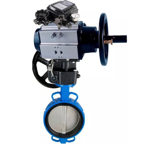 Затвор дисковый DN.ru GGG50-GGG40-EPDM Ду150 Ру16, ручной дублёр, пневмопозиционер D050-21663 1