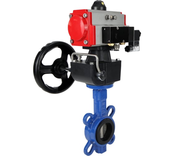 Затвор DN.ru GGG50-GGG40-EPDM Ду40 Ру16 с пневмоприводом, пневмораспределителем, дублером D050-08220 1