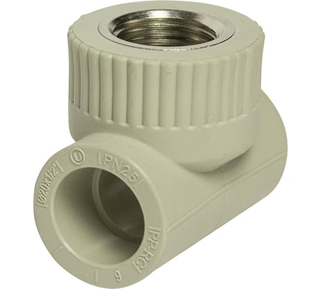 Комбинированный тройник VRT внутренняя, 20х1/2х20 EVER plast, серый, Россия 538383