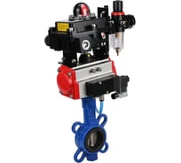 Затвор DN.ru GGG50-GGG40-EPDM Ду50 Ру16 с пневмоприводом, пневмораспределителем, БПВ, БКВ D050-14103