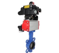 Затвор DN.ru GGG50-GGG40-EPDM Ду50 Ру16 с пневмоприводом, пневмораспределителем, БКВ D050-13789