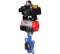 Затвор DN.ru GGG50-GGG40-EPDM Ду65 Ру16 с пневмоприводом, пневмораспределителем, БКВ D050-13800