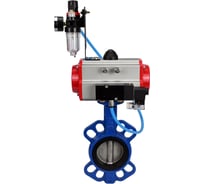 Затвор DN.ru GGG50-GGG40-EPDM Ду80 Ру16 с пневмоприводом, пневмораспределителем, БПВ D050-08126