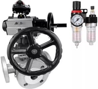 Кран DN.ru 316-316-PTFE-16 3-ход L-тип Ду100 Ру16 пневмораспр, БКВ взрывозащищенный, дублёр, БПВ D160-32801