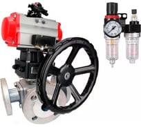 Шаровой кран DN.ru 316-316-PTFE L-тип Ду65 Ру16, пн.привод, пн.распред., БКВ, дублер, БПВ D160-32480