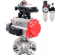 Кран шаровой DN.ru RP.SS316.200.MM ISO 3-ходовой, T-тип, Ду20, Ру63, БКВ взрывозащищенный, пневмораспределитель, БПВ D160-19828