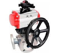 Шаровой кран DN.ru 316-316-PTFE L-тип Ду100 Ру16, пневмопривод, БКВ, дублер D160-32689