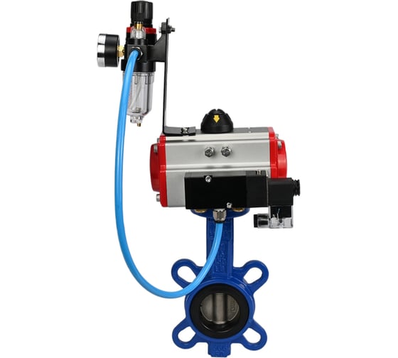 Затвор DN.ru GGG50-316L-EPDM Ду40 Ру16 с пневмоприводом, пневмораспределителем, БПВ D050-10657 1