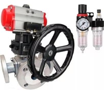 Шаровой кран DN.ru 316-316-PTFE L-тип Ду100 Ру16, пн.привод, пн.распред., дублер, БПВ D160-32635