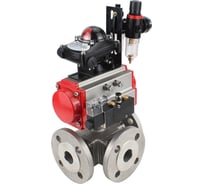 Шаровой кран DN.ru 316-316-PTFE L-тип Ду50 Ру16, пн.привод, пн.распределитель, БКВ, БПВ D160-32245